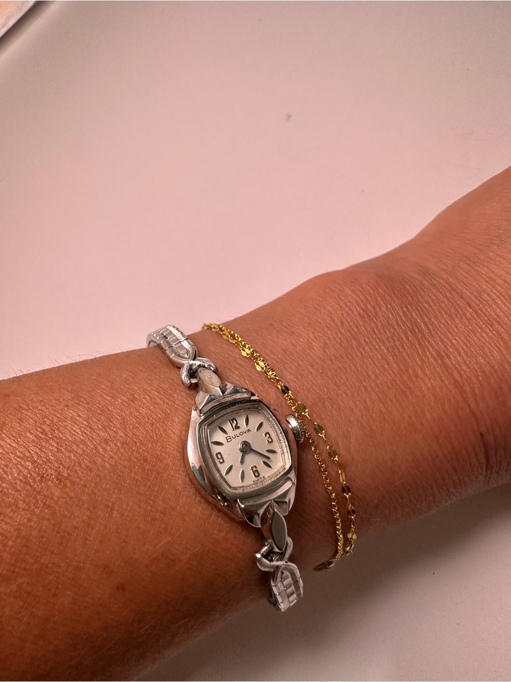Vintage 1962 Bulova cocktail mechanical ladies silver - tone watch works!
